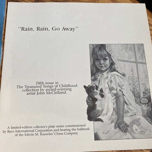 Reco Collector Plates Limited Bradford Exc. w/COA Rain Rain Go Away - Picture 6 of 8